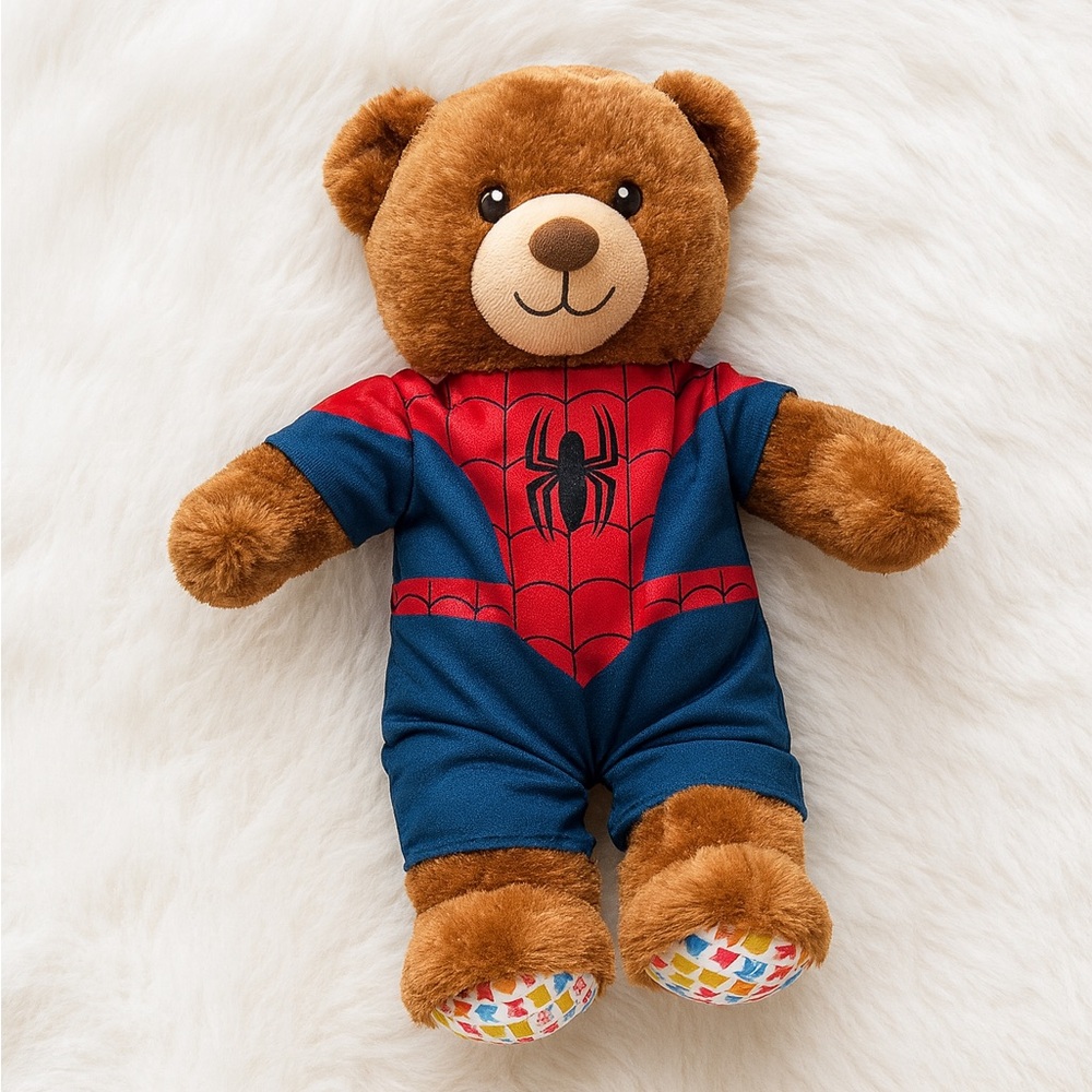 Build-a-bear Spider-man superhero birthday Themed Brown Teddy Bear